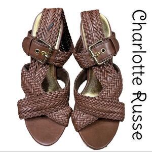 NEW Charlotte Russe SHASHA Brown Vegan Leather High Heel Sandal Pumps 6